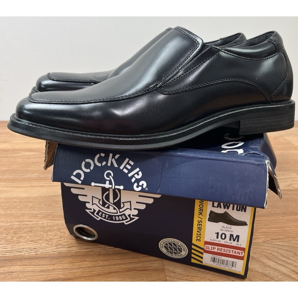 Dockers Lawton Service Worker Safety Shoes Black Slip/Water Resist Men's 10 NEW
